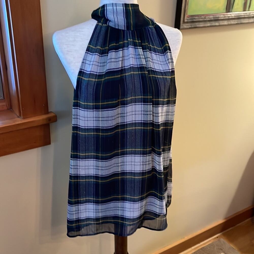 J.Crew Plaid Blackwatch Plaid Tartan Preppy Tie Halter Blouse  Halter 16 T